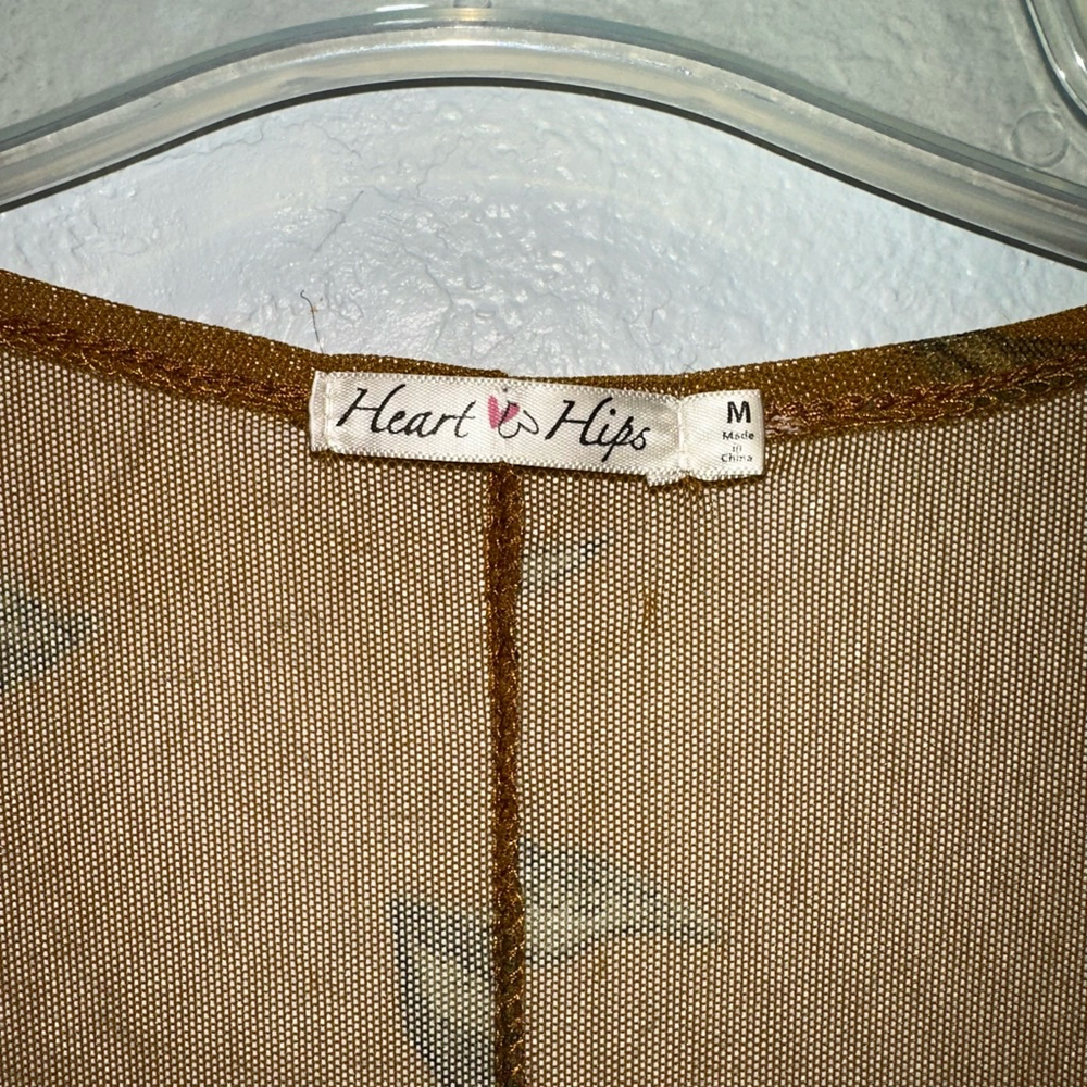 Heart Hips Women’s Kimono Medium Brown Floral Sheer Cardigan - Picture 5 of 8